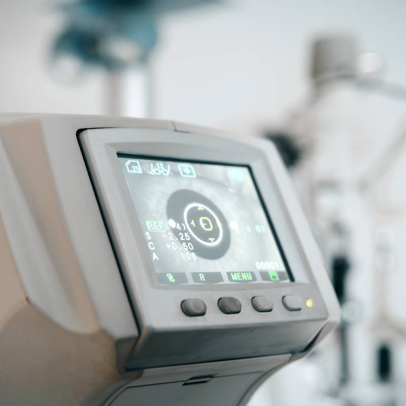 Ophthalmic equipment. Medical laboratory. Ophthalmic equipment. In modern white medical laboratory.